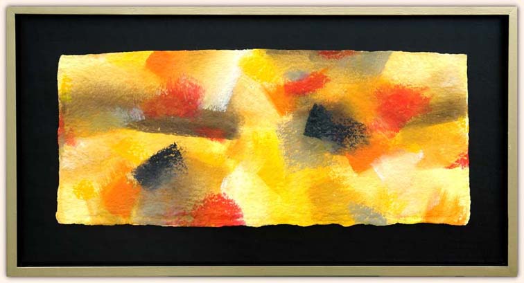 Improvisatie in geel, 2006; acryl op handgeschept papier (form. ca. 75 x 32 cm)